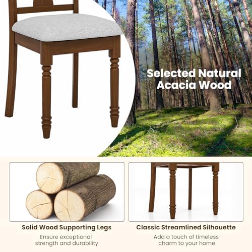 GOFLAME Upholstered Dining Chairs Set of 4, Wooden Dining Chairs with Padded ...