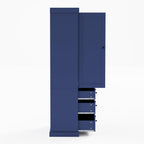 roomfitters 77 Inch Farmhouse Kitchen Pantry Cabinet with 8 Door Shelves and 3 Drawers, Tall Cupboard, Blue