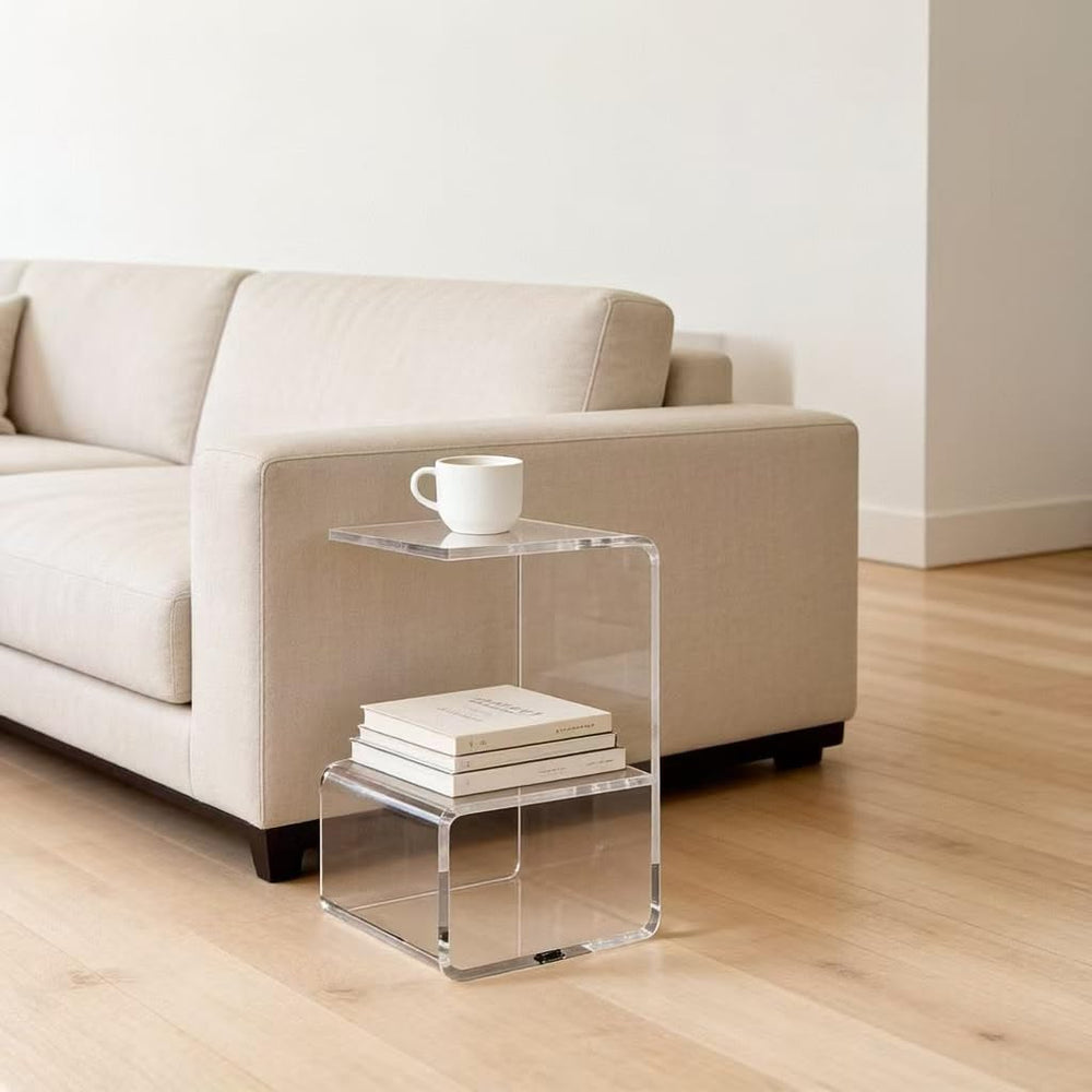 Acrylic End Table for Nightstand,21" H C-Shaped End Table for Living Roo...