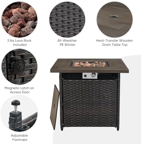 Belord Patio Furniture Set with Fire Pit Table,8 Piece Wicker Outdoor Furnitu...