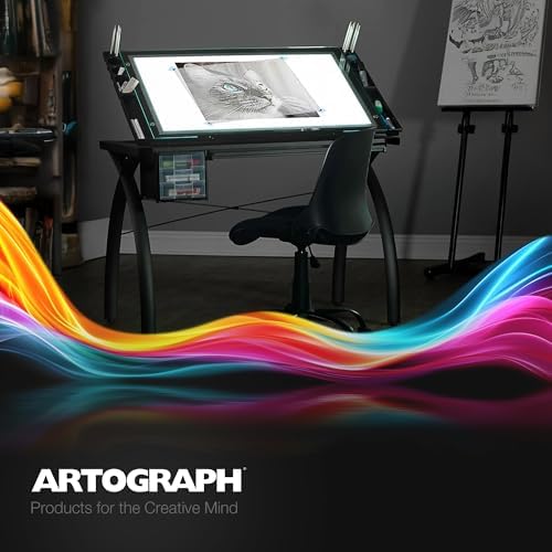 Artograph Futura Light Tracing Table with Storage Drawers, Charcoal Black