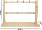 2 Layers of Wooden Display Eacks With Hooks for Necklaces. Rings, Earrings, Bracelets, And Other Jewelry Storage Display Rack