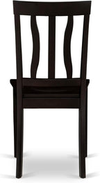 East West Furniture ANTI5-CAP-W 5 Piece Dinette Set for 4 Includes a Round Kitchen Table with Pedestal and 4 Dining Chairs, 36x36 Inch, Cappuccino