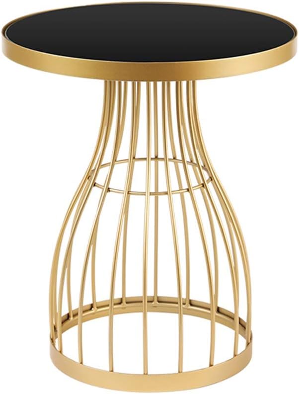 Telephone Table, Black Tempered Glass Side Table Living Room Wrought Iron Cor...