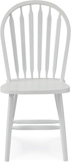 IC International Concepts Solid Wood Windsor ArrowBack Dining Chair with Plain Legs, White