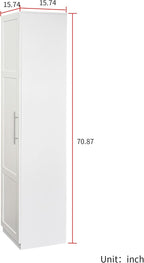 LUMISOL Tall Kitchen Pantry Cabinet with 6 Shelves and 6 Side Racks, Modern Buffet Cupboards Sideboard with Doors, Kitchen Hutch with Adjustable Shelves for Living Room Dining Room, White
