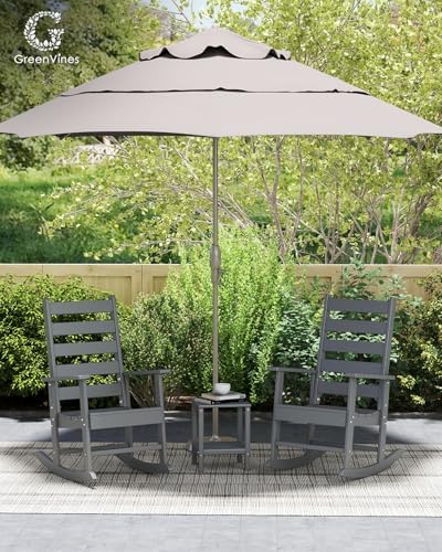 GREENVINES Outdoor Rocking Chairs Set of 2, HDPE Porch Rockers, Grey | Big &a...