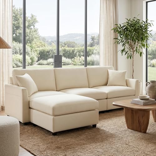 Iroomy Sectional Cloud Couch for Living Room, Spring Cushion Seating, L Shape...