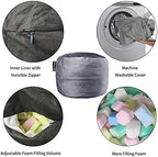 Bean Bag Chair for Adults, 4FT High-Rebound Memory Foam Bean Bag Sofa with Removable Cover, Oversized Bean Bag Couch for Gaming, Reading, and Relaxation, Grey | Corded Plush Fur Cover, Oversized Bean Bag with Backrest & Armrests, Stuffed Beanbag Chair