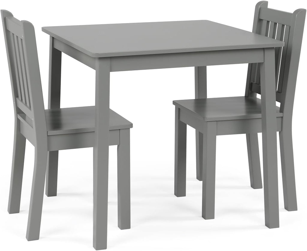 Humble Crew Toddler Table and Chair Set for Kids, Wood Activity Furniture | Sturdy 3 piece playroom or bedroom desk, perfect size for crafts, snacks, homework, and learning, includes 2 matching seats