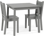 Humble Crew Toddler Table and Chair Set for Kids, Wood Activity Furniture | Sturdy 3 piece playroom or bedroom desk, perfect size for crafts, snacks, homework, and learning, includes 2 matching seats