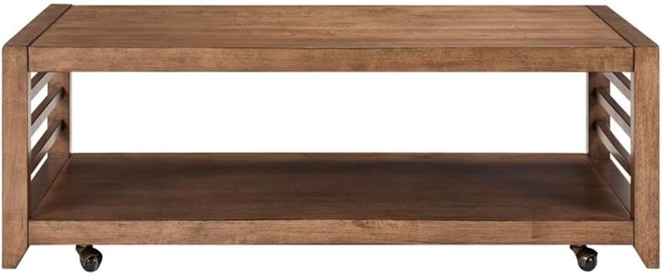 Pemberly Row 3-Piece Living Room Table Set, Harvest Brown Wood Finish, Poplar...