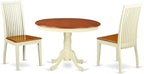 East West Furniture HLIP3-BMK-W 3 Piece Dining Set Contains a Round Dining Room Table with Pedestal and 2 Kitchen Chairs, 42x42 Inch, Buttermilk & Cherry