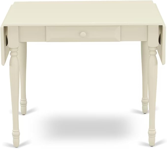 East West Furniture MZCL3-LWH-C 3 Piece Modern Dining Table Set Contains a Rectangle Wooden Table with Dropleaf and 2 Linen Fabric Kitchen Dining Chairs, 36x54 Inch, Linen White