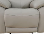 Electric Power Reclining Arm-Chair, Electric Genuine Breathing Leather Recliner Chair, Comfy Wide Lazy Top Grain Leather Chair with USB Port for Living Room (Grey, Single Chair)