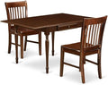 East West Furniture MZNO3-MAH-W 3 Piece Dining Set Contains a Rectangle Dining Room Table with Dropleaf and 2 Wood Seat Chairs, 36x54 Inch, Mahogany