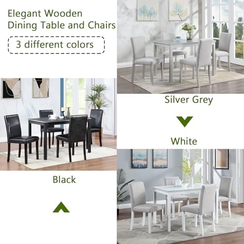 Harper & Bright Designs 5-Piece Dining Table Set with 4 Upholstered Chair...
