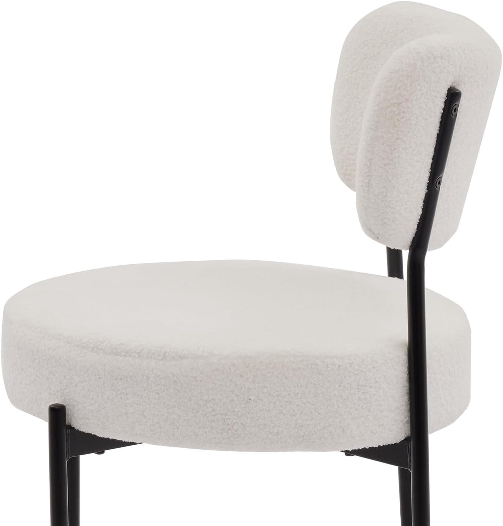 Boucle Dining Chair Set of 6, Mid Century Modern Upholstered Kitchen Chairs w...