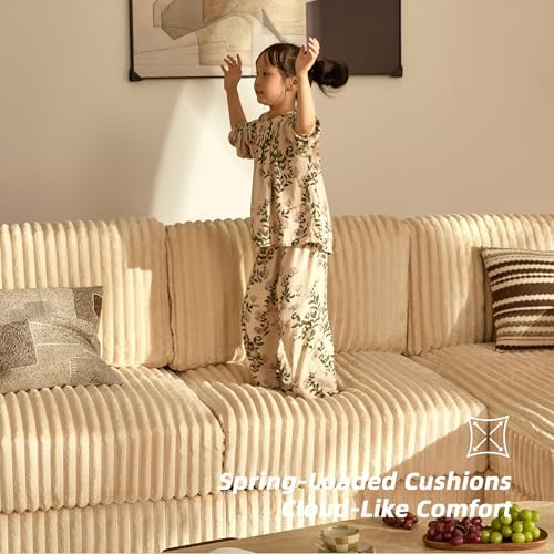 GOSUHI 139" U-Shaped Cloud Couch, Modular Sectional, Deep Seats, White |...