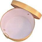 Sarah's Hat Boxes Classic Gold Hat Box – 21.5" x 11.5" (Dia. x Ht.) Handmade in USA – Odorless Non-Toxic Adhesive, Cording Handle – Premium Storage for Hats & Accessories