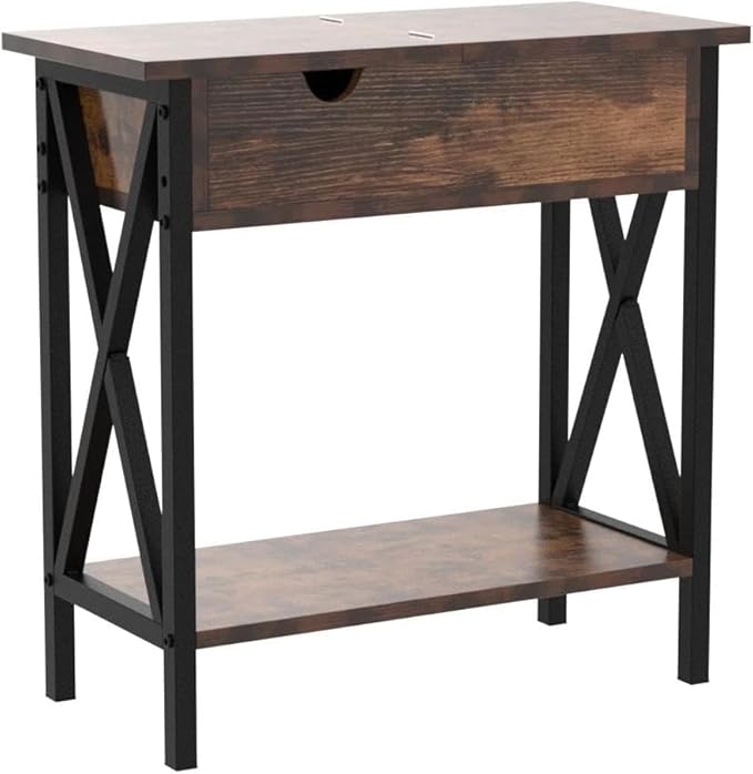 TooCust End Tables Living Room with Charging Station, 11.2" D x 24"...