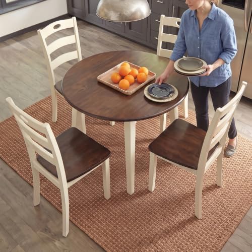 Signature Design by Ashley Ladder Back Dining Chairs Set of 2, Cream/Brown