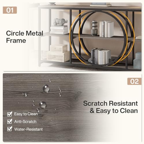 Tribesigns Extra Long Console Table, 70.9" Sofa Table with 3 Tier Shelve...