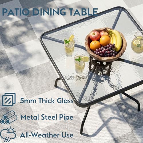 Arlopu 5 Pieces Outdoor Patio Dining Set, Glass Table and Textilene Chair