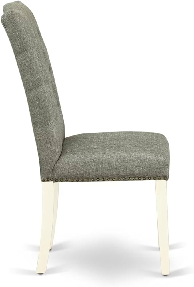 East West Furniture V077EL207-7 7 Piece Kitchen Table Set Consist of a Rectangle Dining Table with V-Legs and 6 Gray Linen Fabric Parson Dining Room Chairs, 40x72 Inch, Multi-Color