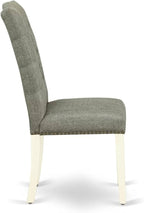 East West Furniture V097EL207-5 5 Piece Modern Dining Table Set Includes a Rectangle Wooden Table with V-Legs and 4 Gray Linen Fabric Upholstered Chairs, 40x72 Inch, Multi-Color