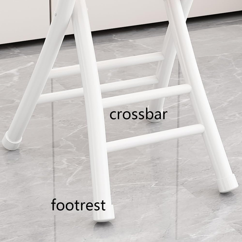Folding Stool with Backrest, Cushioned Padded Leather Round Portable Foldable...