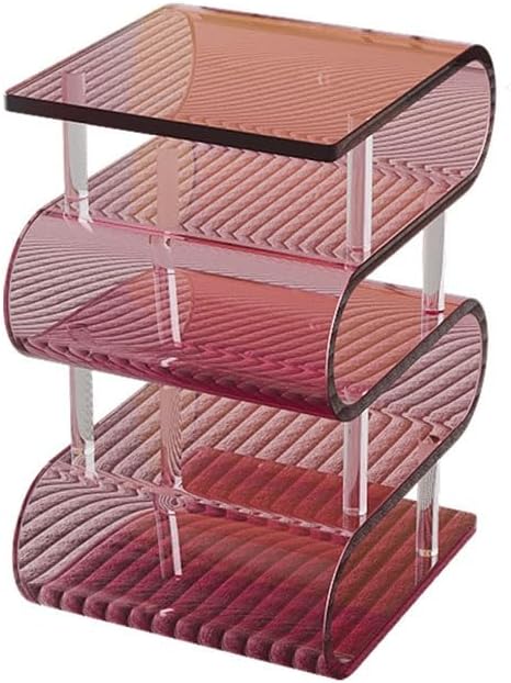 S Shaped Acrylic Side Table, End Table for Living Room, Small Modern Bedside ...