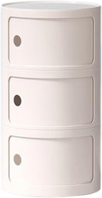 Round Nightstand with 3 Drawers, Modern Style Side Table, Multifunctional End Table Storage Cabinet for Living Room, Bedroom, Bathroom (Beige)