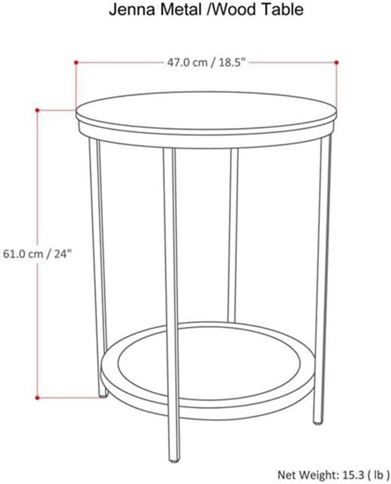 Industrial Round Side Table, 18" W x 24" H, Mango Hardwood and Meta...