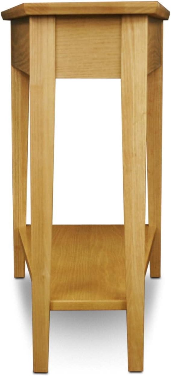 HomeStock Recliner Side Table Wedge with Shelf - Solid Wood Accent Table Dese...