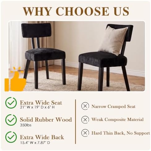Dining Chairs Set of 4, Silky Velvet Dining Room Chairs, Charcoal Black