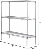 Omega 21" Deep x 48" Wide x 74" High 3 Tier Chrome Starter Shelving Unit