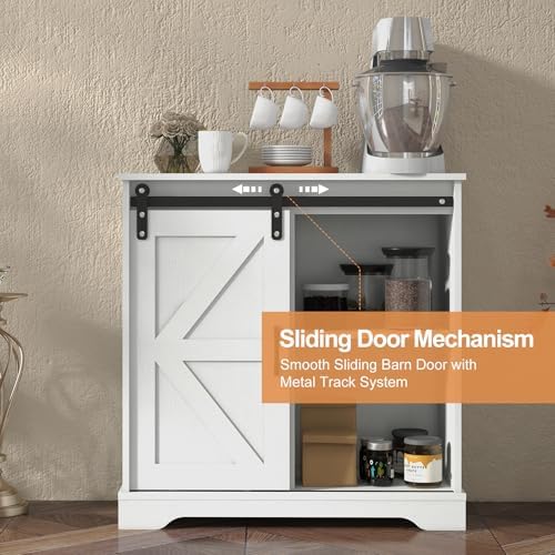 Panana Sliding Barn Door Buffet Sideboard Storage Cabinet Coffee Bar Kitchen ...