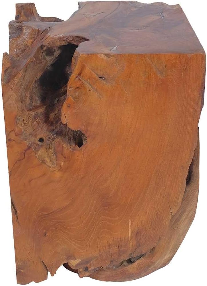 Rustic Stool Solid Teak Wood End Side Table, Small Wooden Stool, Plant Stand,...