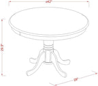 East West Furniture HLML5-MAH-C 5 Piece Dining Table Set for 4 Includes a Round Kitchen Table with Pedestal and 4 Linen Fabric Dining Room Chairs, 42x42 Inch, Mahogany