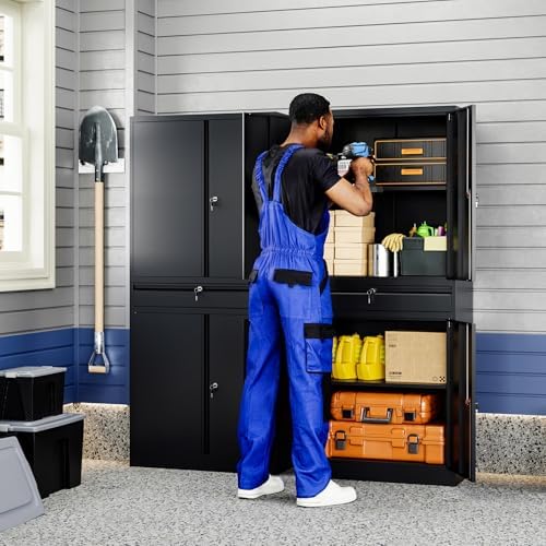 Yizosh Metal Garage Storage Cabinet with Locking Doors and Adjustable Shelves...