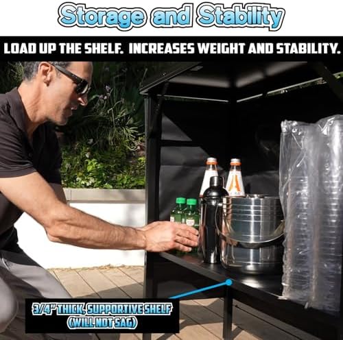 PartyLife NEW & Improved Portable Bar Table w/LED Lights, Folding Steel L...
