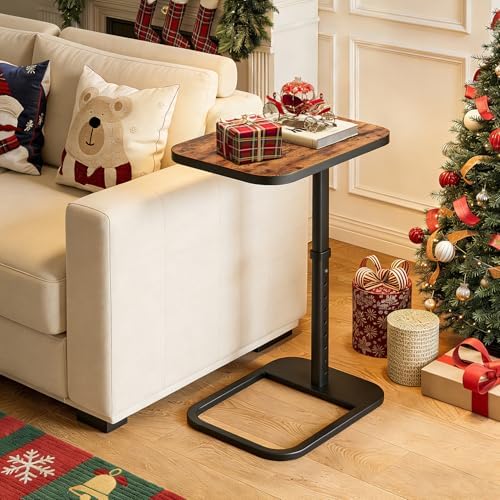 Kitstorack TV Tray Table, Adjustable Height & Flip-Top & Rounded Meta...
