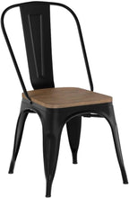 Yaheetech Metal Dining Chairs Set of 4, Industrial Stackable Kitchen Chairs with Wood Top Seat for Dining Room/Restaurant/Bistro/Patio, Indoor & Outdoor Use, Black