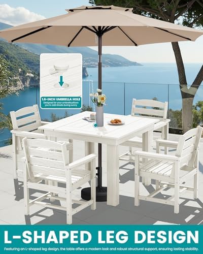 SERWALL HDPE Outdoor Square Dining Set for 4