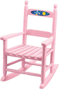 Custom Space-Themed Children's Rocking Chair, Durable Wood - Measures 14 | 1/2" Wide x 11 1/2" Deep; 22 1/2" Overall Height, Pink Font
