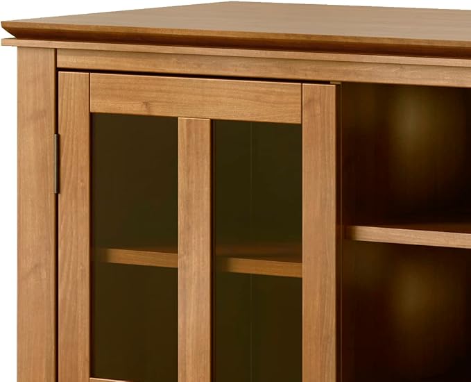 SIMPLIHOME Artisan TV Stand - 53 inch Wide Solid Wood Tall Media Console in Honey Brown, Contemporary Entertainment Center for Living Room for TVs up to 60 Inches with Drawers and Cable Management