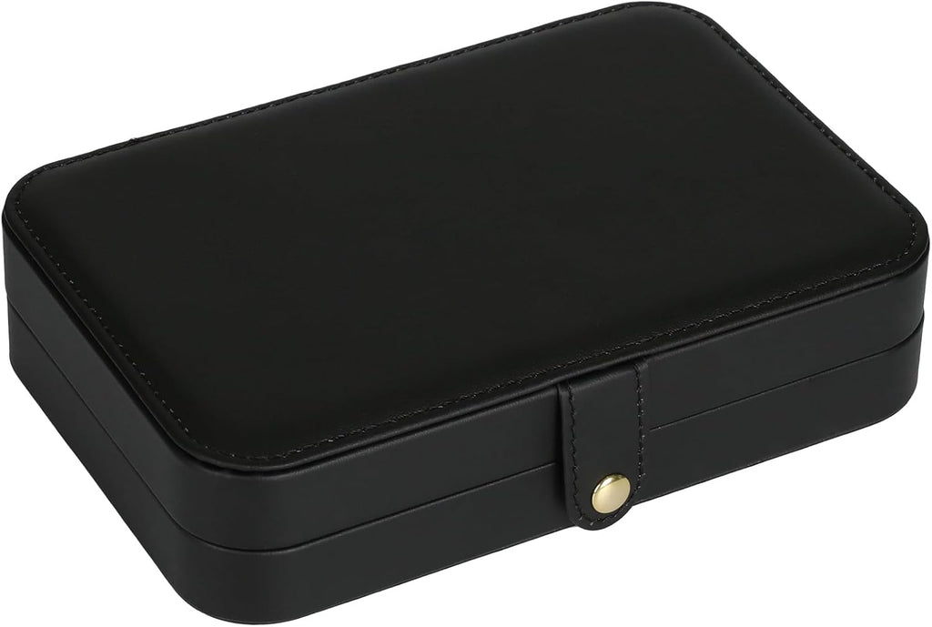 Small Jewelry Box, Travel Jewelry Case Portable Jewelry Boxes for Women, 2-Layer Mini Jewelry Travel Organizer, Gift for Women Girls,Black D