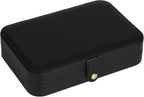 Small Jewelry Box, Travel Jewelry Case Portable Jewelry Boxes for Women, 2-Layer Mini Jewelry Travel Organizer, Gift for Women Girls,Black B