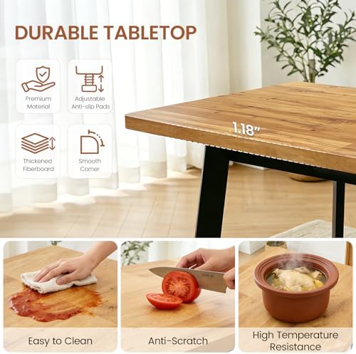 47.2"-63" Expandable Dining Room Table Set for 4-8 People, Walnut |...